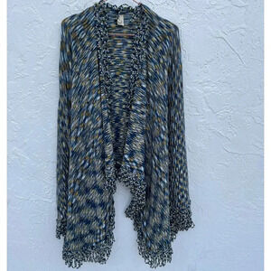 Anthropologie Moth Womens Looped Fringe Shawl Cardigan Multicolor Size Small